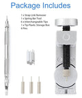 6-Piece Watch Band Link Remover Tool Kit with spring bar tool, replacement pins, interchangeable tips, storage box