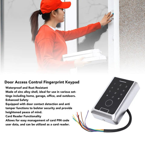 Top Shelf Outdoor Smart Fingerprint Keypad Door Access Controller With Rfid Card Swipe And Mobile App Remote Unlock for secure access.