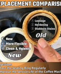 Comparison of old and new silicone steam rings for espresso machines