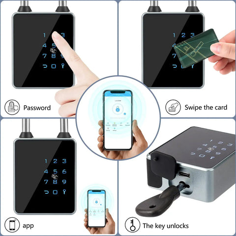 Smart Padlock With Keyless Entry And Bluetooth Keypad Water Resistant For Indoor And Outdoor Use 7.5mm Stainless Steel Shackle