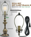 3 Way Socket Rewire Kit With 12 Foot Cord And Harp Set For Table Or Floor Lamps, includes lamp harp and cord in brass finish