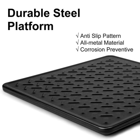 Close-up of anti-slip alloy steel platform for Heavy Duty Shipping Scale Workhorse 440Lb Max 10g Digital Postal Scale with corrosion resistance.