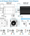 Diagram of Nema 23 stepper motor for Three Axis CNC Controller Kit With Nema 23 57mm Stepper Motors 2Nm 285 OZ In Each 2 Phase 3A DM556 Driver