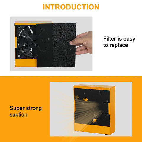 Heavy Duty Solder Fume Extractor With High Suction 2800 RPM Copper Motor Low Noise Smoke Absorber showing filter replacement