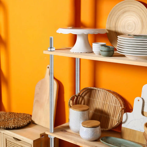 Shelf supported by 20 Pack M4 40mm Fully Threaded Rods Stainless Steel Right Hand Threads Includes Nuts And Flat Washers