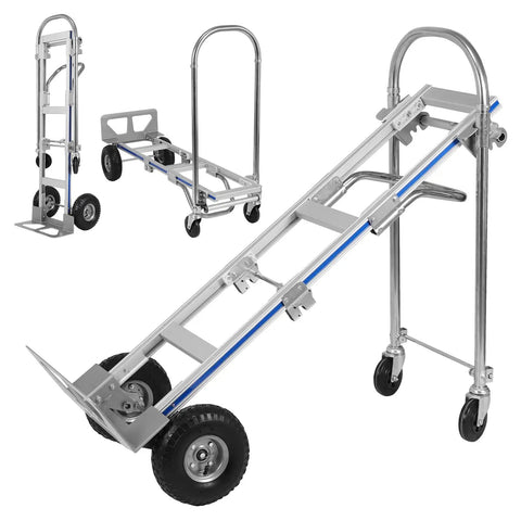 Heavy Duty Workhorse Hand Truck Convert From Two Wheel Upright To Four Wheel Mobility Trolley with rust-proof aluminum frame