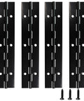 Dead Nuts Reliable 4 Pack 6 Inch Matte Black Piano Hinges Heavy Duty Continuous Folding Hardware for cabinet use with mounting screws.