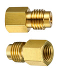 Brass adapters from 4 Piece R134A Refrigerant Tank Adapter Set For Car Air Conditioning Service, showcasing thread details.