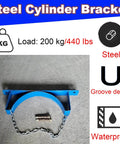 Heavy Duty Gas Bottle Wall Bracket Set 1 to 9 Pack steel construction with chain for cylinder storage.