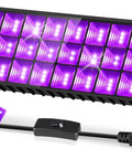 Beast 100W LED Black Light Bar IP66 Waterproof with Plug and Switch, 6ft Cord, shown glowing purple for indoor or outdoor use