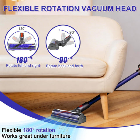 Cordless Vacuum Head Replacement For V7 V8 V11 V15 Animal V10 Cyclone Series showing flexible rotation under a sofa