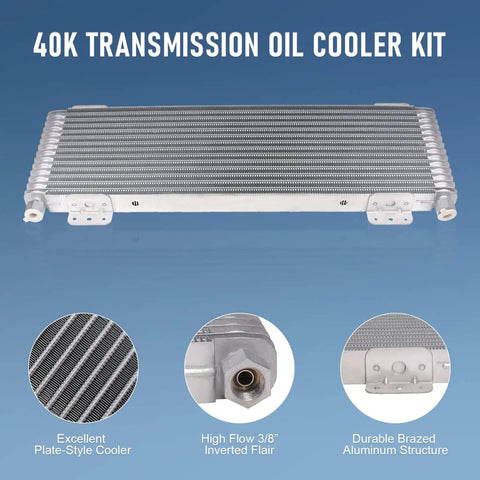 40k Transmission Oil Cooler Kit For Heavy Duty Van, Light Truck, RV And Towing, Low Pressure Drop, 40000 GVW, Mounting Hardware Included