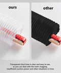 Comparison of 2.5 Inch By 10 Ft PVC Clear Dust Collection Hose Puncture Resistant with opaque black dust hose.