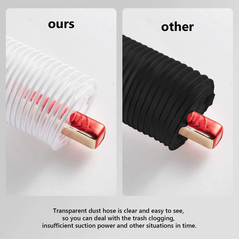 Comparison of 2.5 Inch By 10 Ft PVC Clear Dust Collection Hose Puncture Resistant with opaque black dust hose.
