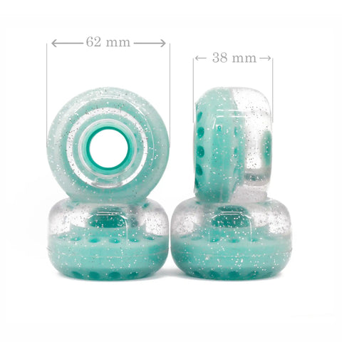 Outdoor Roller Skate Wheels 38mm By 62mm 80A Turquoise 4 Pack Durable Urethane For Park Ramps Street Bowls And Outdoor Skating