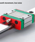 Close-up of MGN9C carriage block mounted on a 100mm rail from Two Pack MGN9 100mm Linear Rails And MGN9C Carriage Blocks Kit
