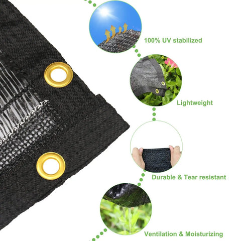 Forty Percent Shade Cloth For Backyard 20x20 Ft Black Mesh Tarp With Reinforced Grommets UV stabilized features