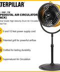 14-inch yellow and black industrial grade pedestal drum fan with patented grill and high-velocity airflow