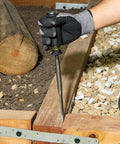 Worker using SDS Demolition Screwdriver Set With Flat Chisel And Bull Point Tips For Rotary Hammer Drills in garden construction