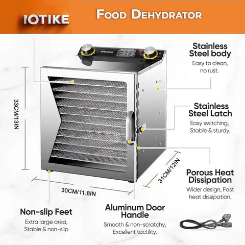 Heavy Duty Workhorse Stainless Steel Freeze Dryer And Electric Food Dehydrator With Smart 12 Hour Countdown Timer and precise controls.