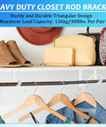 Heavy Duty Closet Shelf Rod Brackets 4 Pack 11X11 Inch White Steel Wall Mounts holds various accessories with strong support.