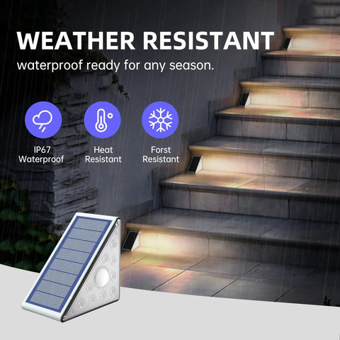 Motion Sensor Solar Waterproof LED Lights For Outdoor Stairs And Pathways Easy Install No Fuss Yard Garden Step Lighting 6 Pack