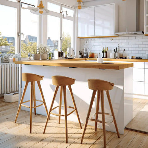 Rock Solid 10 Inch Countertop Support Brackets 3 Pack Built Tough Steel Floating Shelf Brackets installed under a wooden kitchen island.