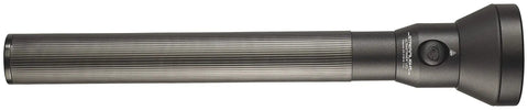 Side view of UltraStinger 77555 1100 Lumen Tactical Duty Flashlight With 65000 Candela Long Range Beam, showcasing black machined aluminum body.