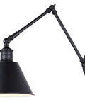 Morocco 1 Light Wall Lamp Matte Black Finish With Adjustable Swing Arm And Metal Shade For Easy Install Task Lighting In Bedroom Office Or Living Room