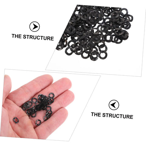 500 Pack Wave Washers Kit Spring Steel Compression Type Elastic Gaskets For Thrust Applications Prevent Loosening And Reduce Friction, Assorted Repair Washers For Auto Home And Shop, Durable Uniform Wave Height. black wave washers shown in hand