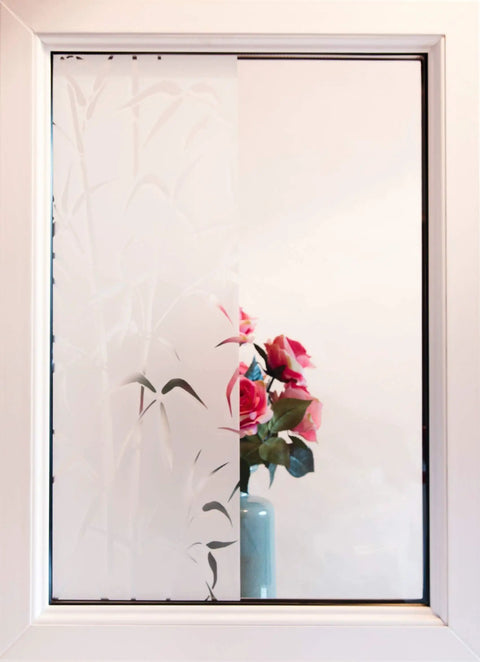 Privacy Window Film Bamboo Pattern Reusable Static Cling For Glass Surfaces Easy Peel And Reposition No Mess Install Stick On Style