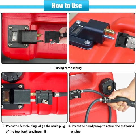 Rugged Universal 6.89 Ft Fuel Line Kit For Marine Outboard Boats And RVs With Primer Bulb, Clamps And Connector, 5/16 In Inner Diameter (8 Mm), 7/16 In Outer, Low Permeation Rubber Hose Ethanol Ready, Yamaha Compatible