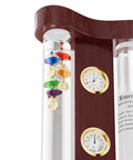 4 In 1 Indoor Weather Station With Glass Galileo Thermometer Fitzroy Storm Glass Precision Quartz Clock And Hygrometer on cherry wood base