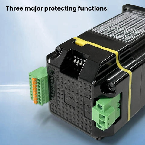 Close-up of Integrated Closed Loop Servo Stepper Motor 2.0Nm With 1000 Line Encoder, showing connector ports.