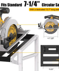 Heavy Duty Metal Circular Saw Holder Wall Mount And 3 Tier Tool Organizer showing 7-1/4 inch saw compatibility on stand.
