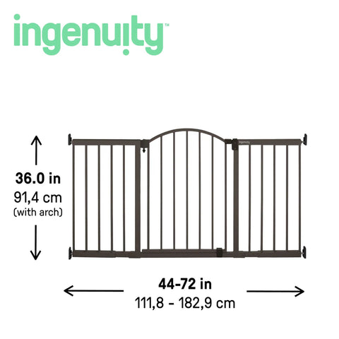 Extra Wide Baby Gate And Dog Gate For Hallways And Large Openings, Fits 44 To 72 Inch Openings, 36 Inch Tall, Hardware Mounted, Sturdy Bronze Finish