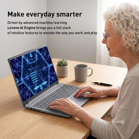 Slim Intel N150 Laptop With 15.6 Inch Fhd Display And 8Gb Ddr5 Ram in use at a desk with a person typing.