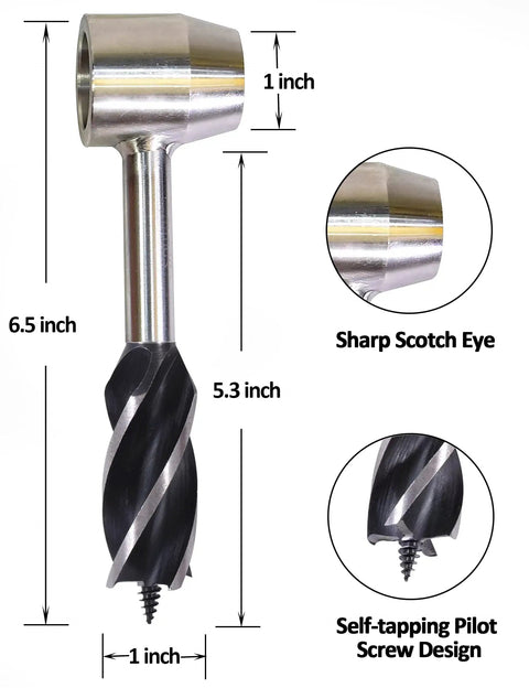Rugged Outdoor Survival Tool With Manual Drill Wrench And Scotch Eye Auger For Bushcrafting, detailed dimensions and features