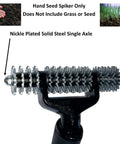 Hand Seeder Spiker Tool For Grass Seed In Tight Spaces Small Gardens And Dog Spots Pro Grade Heavy Duty Steel Frame detail view