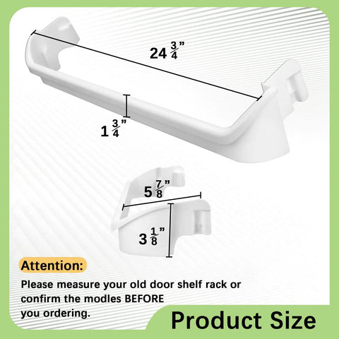 Dimensions of Refrigerator Door Bar Rack for Frigidaire and Kenmore, Door Shelf Rail Replacement 240534701 Fits Middle Rack