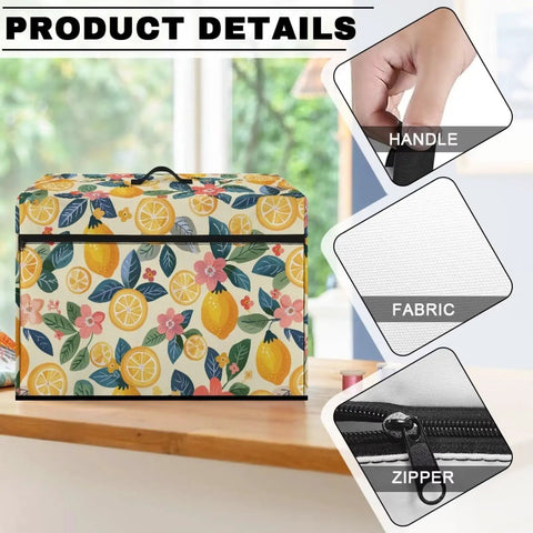 Lemon Sewing Machine Dust Cover With Side Pocket Universal Fit For Most Singer And Brother Machines, waterproof fabric with handle