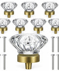 Slick 1.38 Inch Flower Shape Crystal Cabinet Knobs With Heavy Duty Solid Brass Base in an 8 pack with screws.