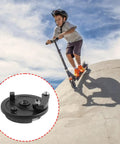 Beefed Up Heat Resistant Drum Brake Cover For Electric Scooters And Skateboards Front Drum And Swing Arm Replacement Part With Anti Slip Design For Stable Braking And High Temperature Tolerance shown with child riding scooter
