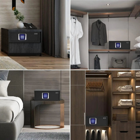 Hotel Style Digital Safe With Electronic Lock, Silent Mode And Sensor Light, One Cubic Foot Home Security Box in bedroom and closet