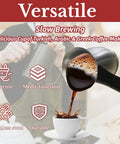 Electric Turkish Coffee Maker Stainless Steel 600ml Pot Warmer Kettle For Home And Travel pouring coffee into cup
