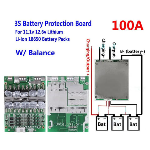 Premium 3S 12V Lifepo4 Battery Management Module With Automatic Cell Balancing And Smart Overcharge Protection for battery protection board with connections.