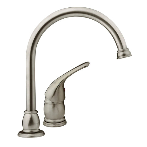 RV Gooseneck Kitchen Sink Faucet With Side Sprayer, Brushed Satin Nickel Finish, High Arc Spout, Easy To Use Single Lever Handle, Commercial Grade