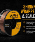 ER70S-6.023 Inch Copper Coated Solid MIG Welding Wire For GMAW spool, shrink-wrapped and sealed for storage protection.