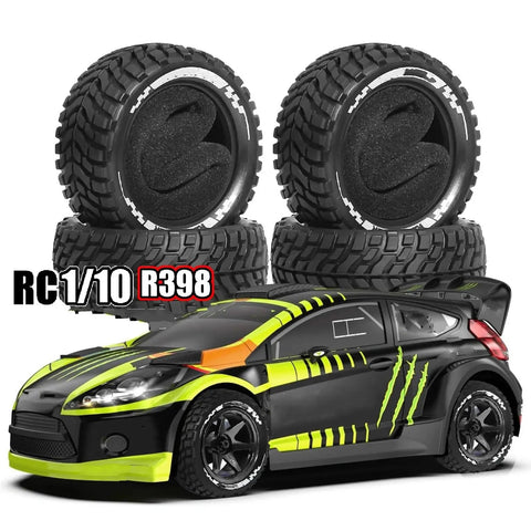4 Piece RC Drift Tires Upgrade For One Tenth Scale RC Cars, Slick On Road Tread With Reinforced Sidewalls