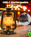Two Pack Bronze Vintage Rechargeable Lanterns With Remote Control Four Modes Include Flickering Flame And Three Color Temperatures